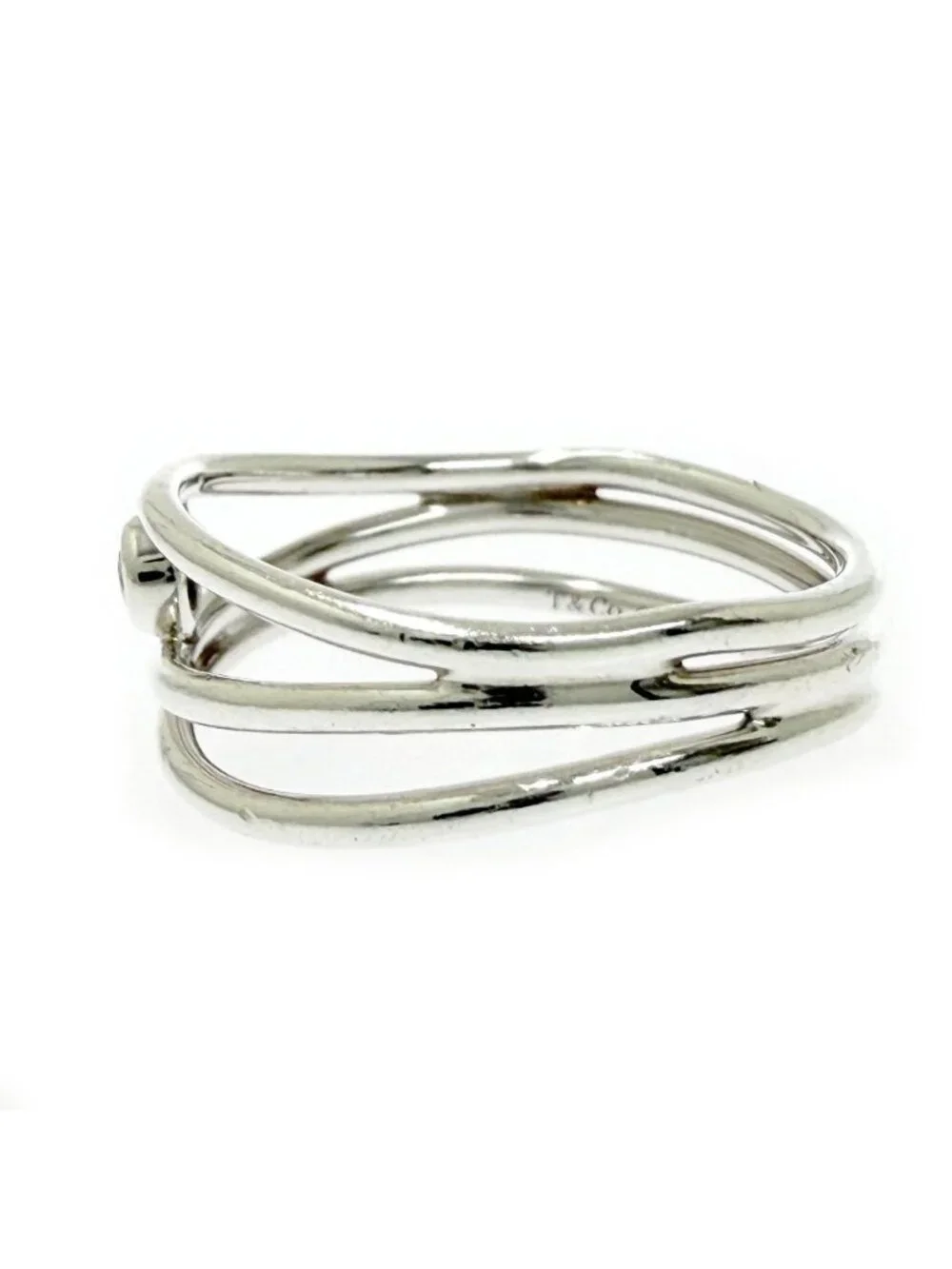 Tiffany & Co Silver Aquamarine Wave Row Ring
